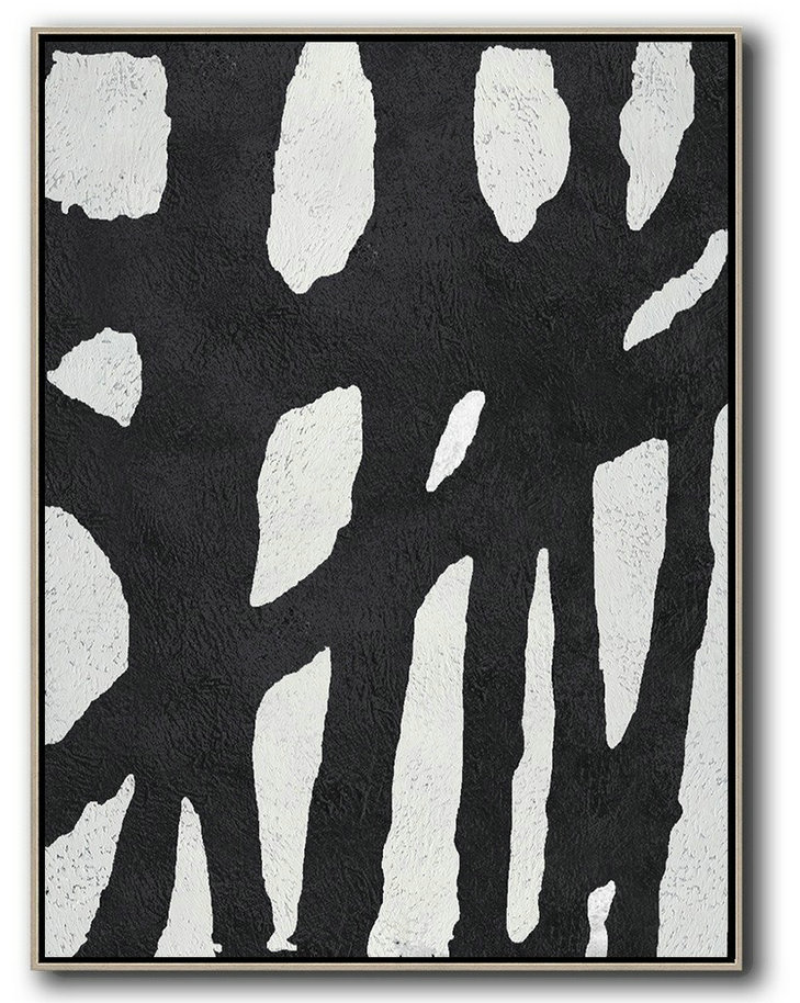 Large Living Room Wall Decor,Black And White Minimalist Painting On Canvas - Contemporary Art Canvas Painting